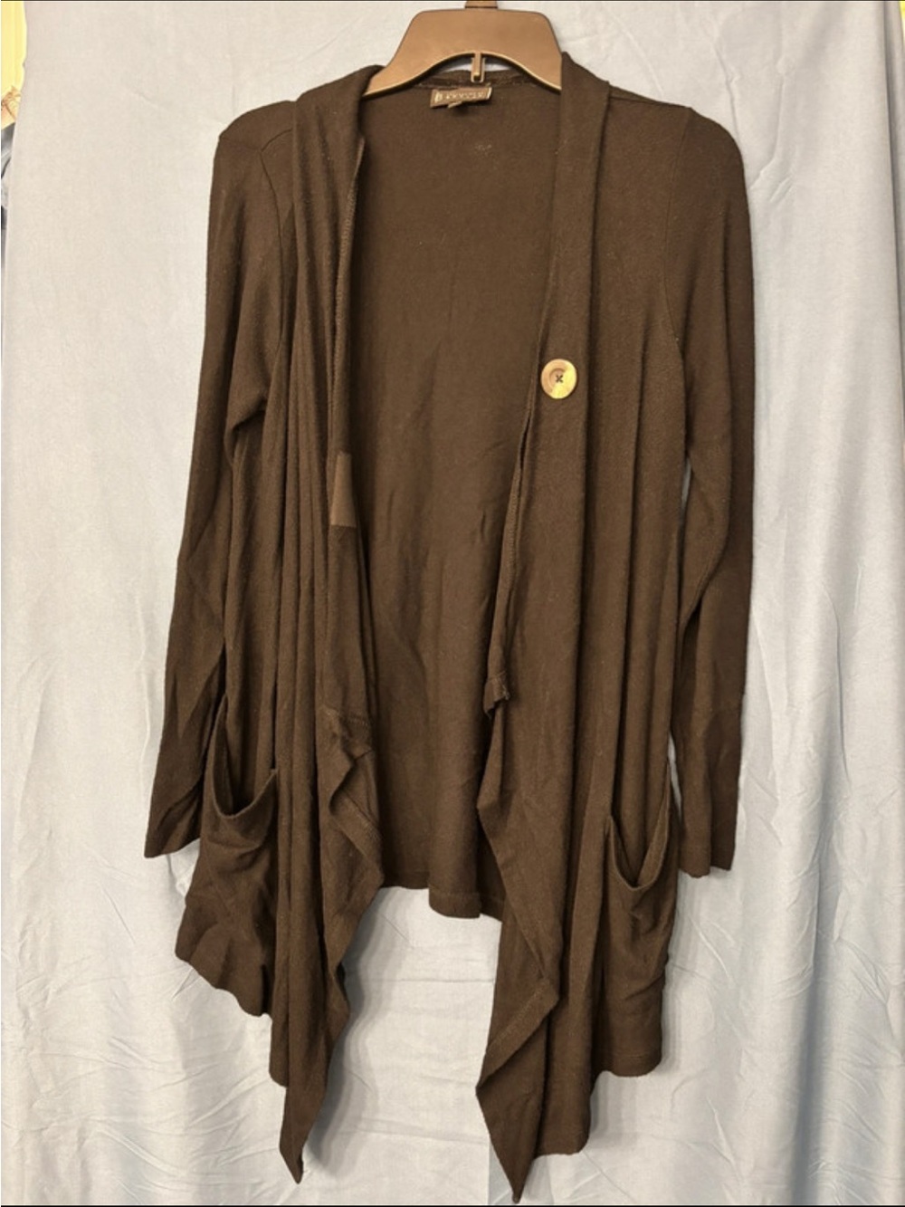bobeau Black Draped Open-Front Pocket Cardigan